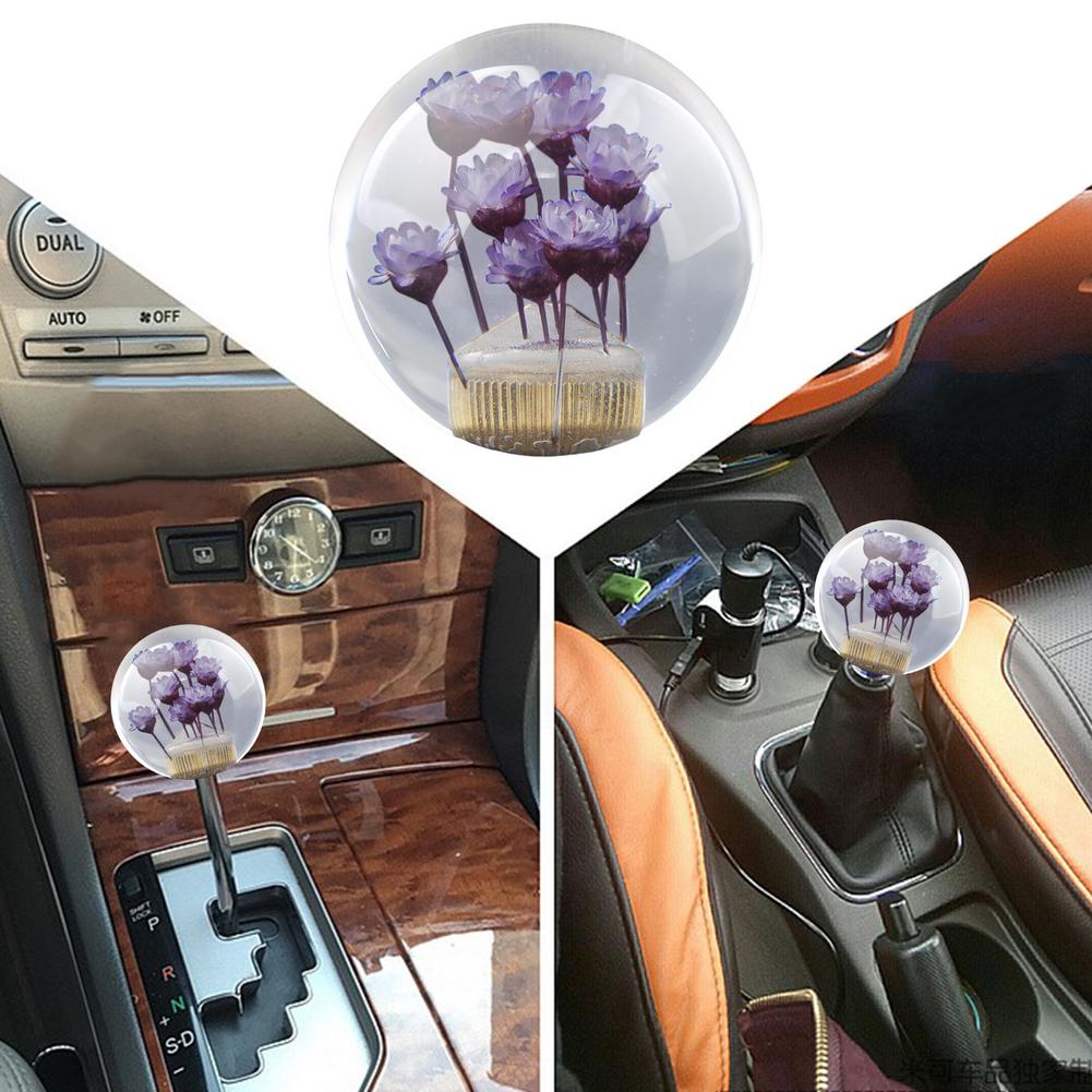 Universal Transparent Ball Shift Knob Daisy Flower Gear Shift Knob Head Crystal Acrylic Ball With Flowers For 5/6 Speed