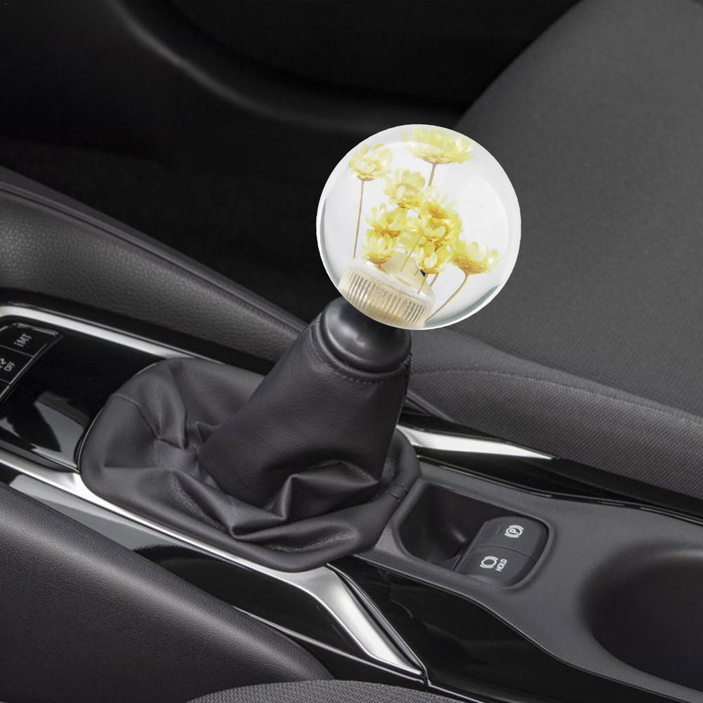 Universal Transparent Ball Shift Knob Daisy Flower Gear Shift Knob Head Crystal Acrylic Ball With Flowers For 5/6 Speed