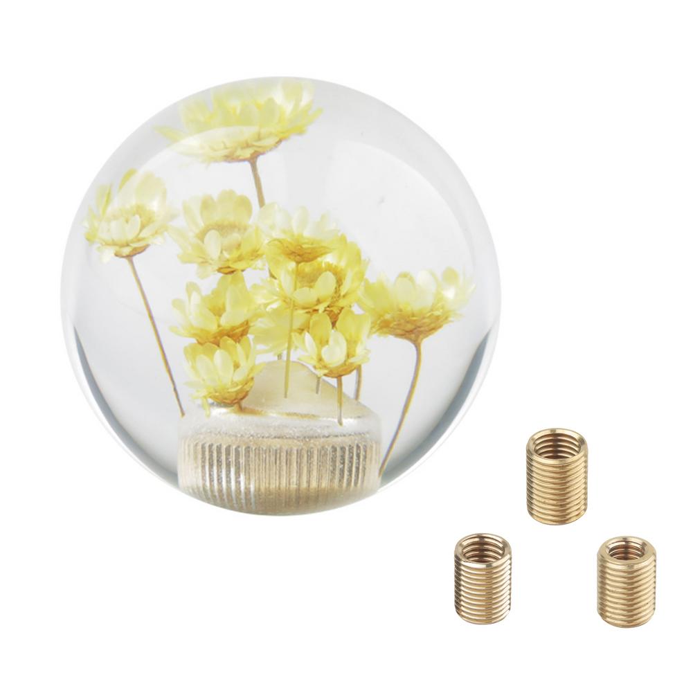 Universal Transparent Ball Shift Knob Daisy Flower Gear Shift Knob Head Crystal Acrylic Ball With Flowers For 5/6 Speed
