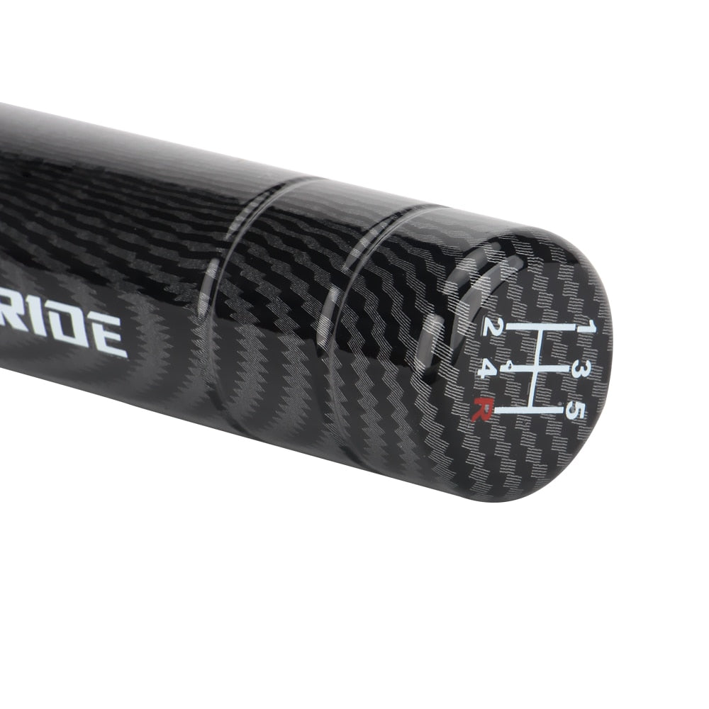 Universal Manual Car Aluminium Carbon Style 13cm Gear Shift Knob Shifter Lever Head 5Speed