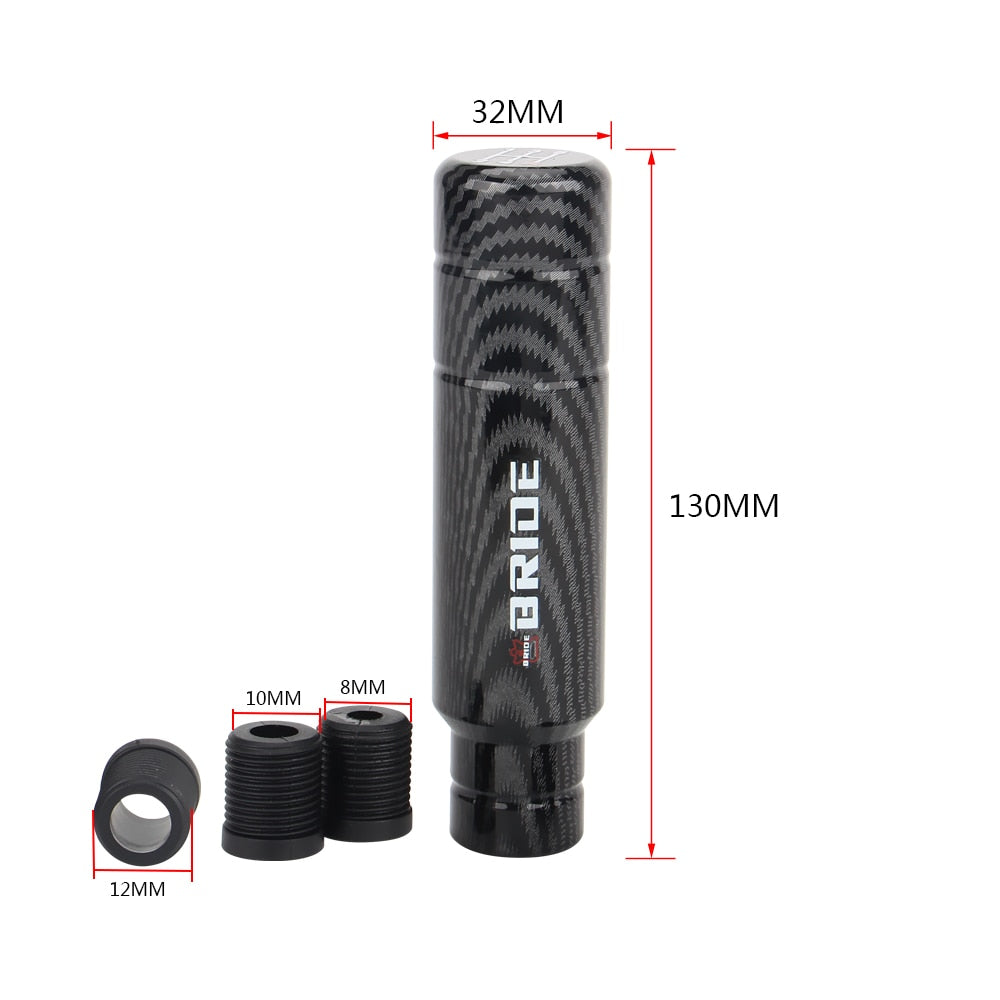 Universal Manual Car Aluminium Carbon Style 13cm Gear Shift Knob Shifter Lever Head 5Speed